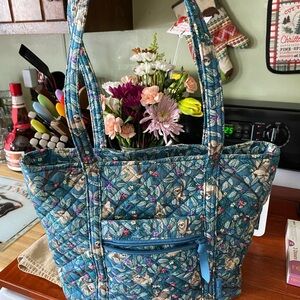Vera Bradley Floral Blue with Sloths Tote Bag